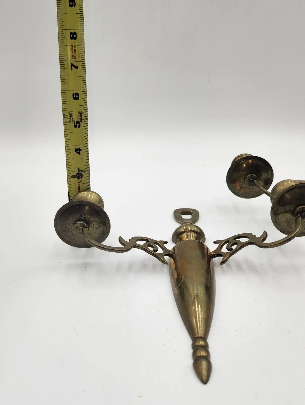 vintage antique brass double-arm wall sconces candle holder traditional colonial
